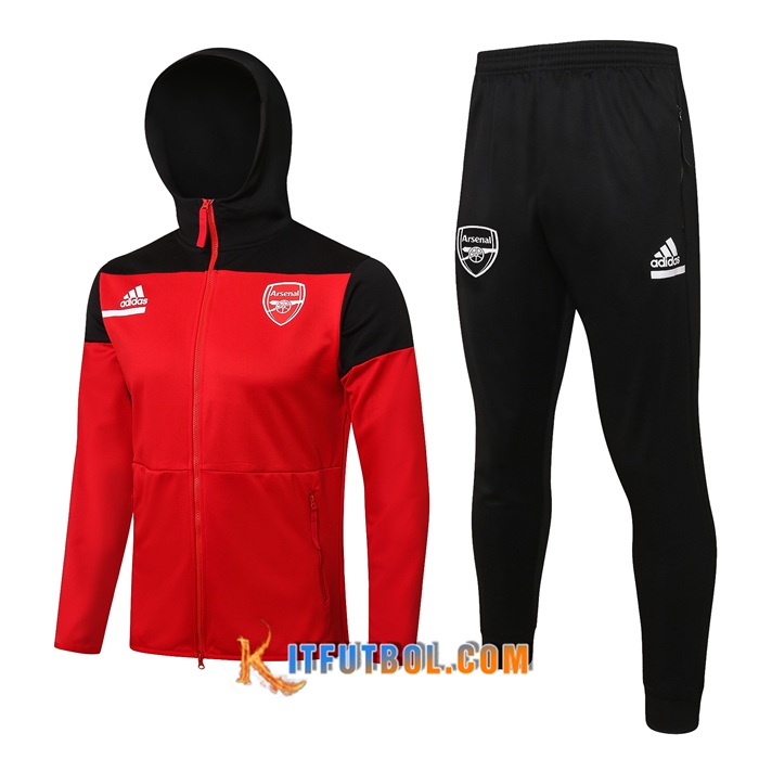 Chaqueta Con Capucha Chandal FC Arsenal Negro/Rojo 2021/2022