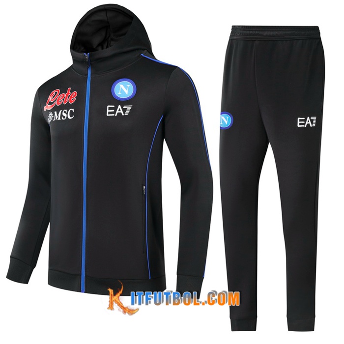 Chaqueta Con Capucha Chandal SSC Napoli Ninos Negro 2021/2022