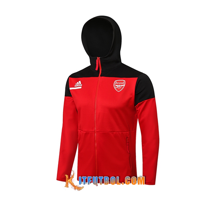 Chaqueta Con Capucha FC Arsenal Negro/Rojo 2021/2022