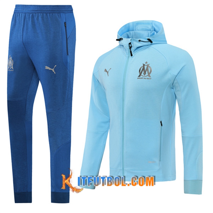 Chaqueta Con Capucha Chandal Marsella OM Azul 2022/2023
