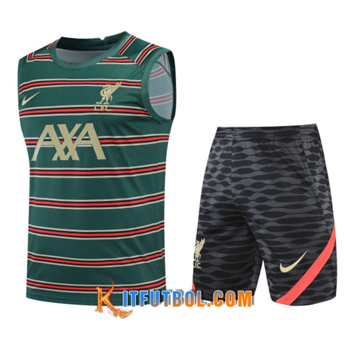 Camiseta Entrenamiento sin mangas + Cortos FC Liverpool Verde/Rojo 2022/2023