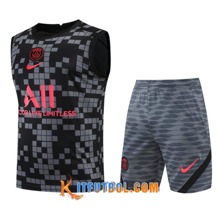 Camiseta Entrenamiento sin mangas + Cortos PSG Negro/Gris 2022/2023