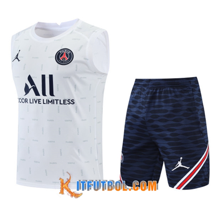 Camiseta Entrenamiento sin mangas + Cortos Jordan PSG Blanco 2022/2023