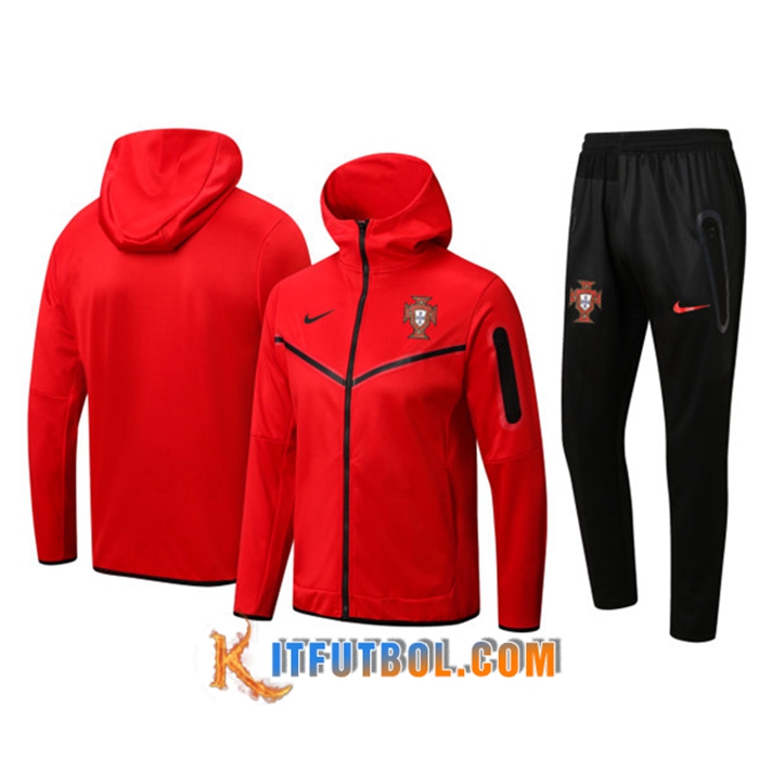 Chaqueta Con Capucha Chandal Portugal Rojo 2022/2023