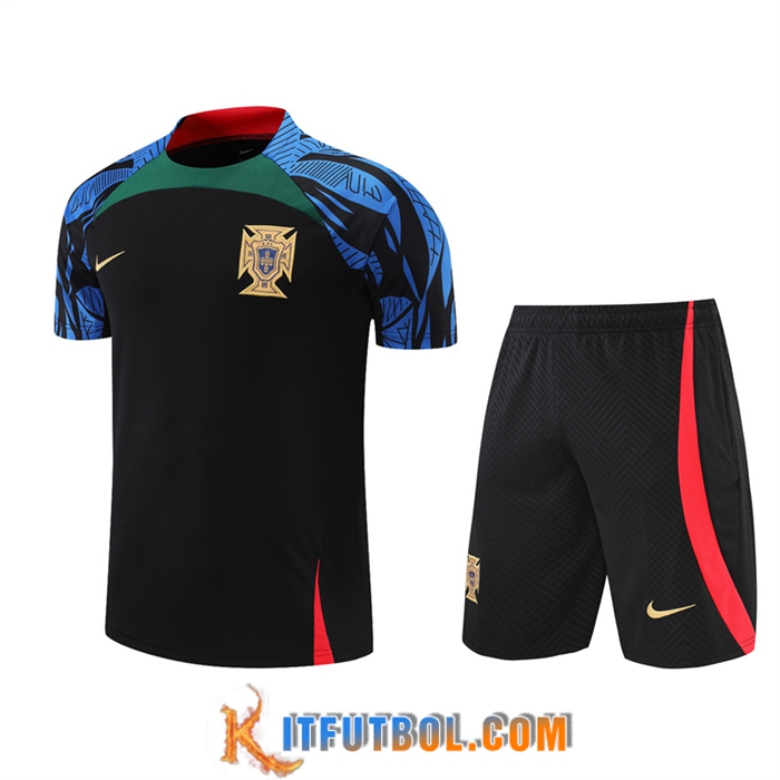 Camiseta Entrenamiento + Cortos Portugal Negro/Azul 2022/2023