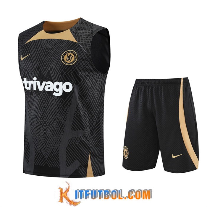 Camiseta Entrenamiento sin mangas + Cortos FC Chelsea Negro 2022/2023
