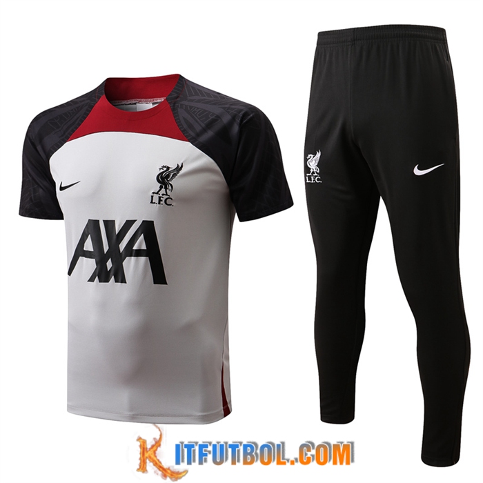 Camiseta Entrenamiento + Pantalones FC Liverpool Negro/Blanco 2022/2023