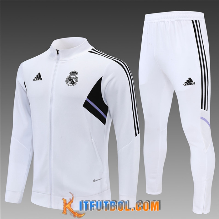 Chandal Equipos De Futbol - Chaqueta Real Madrid Ninos Blanco 2022/2023