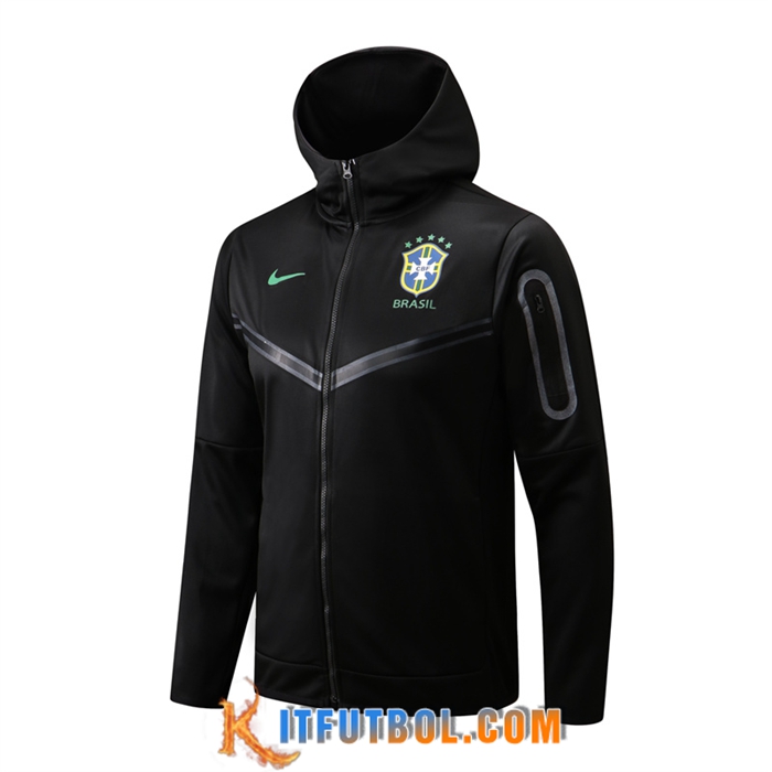 Chaqueta Con Capucha Brasil Negro 2022/2023