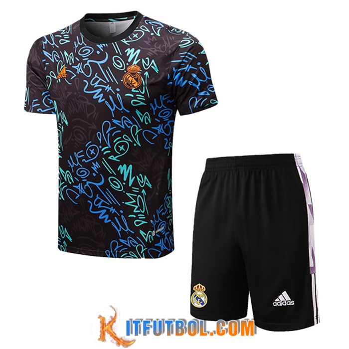 Camiseta Entrenamiento + Cortos Real Madrid Negro/Azul 2022/2023