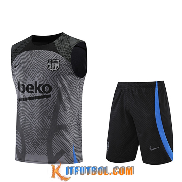 Chalecos De Futbol + Cortos FC Barcelona Gris/Negro 2022/2023