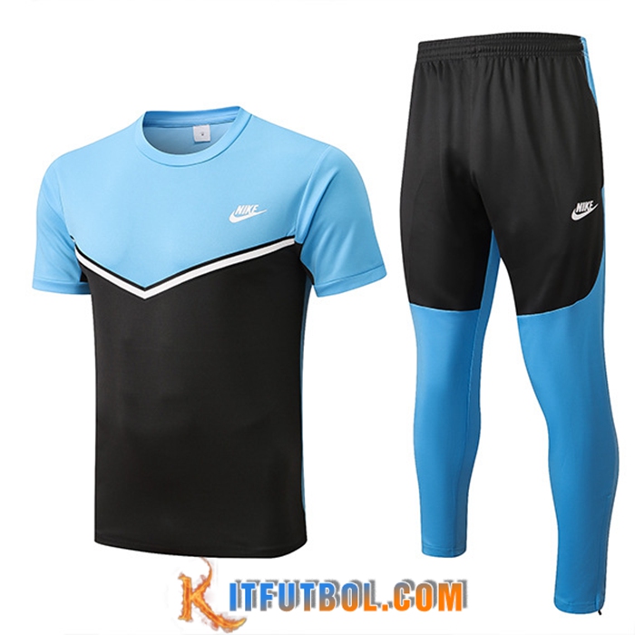 Camiseta Entrenamiento + Pantalones Nike Negro/Azul 2022/2023