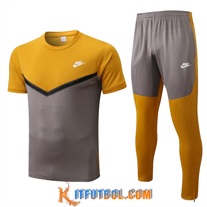 Camiseta Entrenamiento + Pantalones Nike Gris/Amarillo 2022/2023