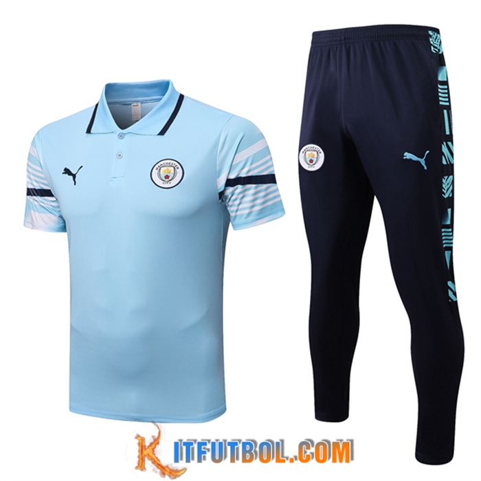 Camiseta Polo Manchester City Azul Claro 2022/2023