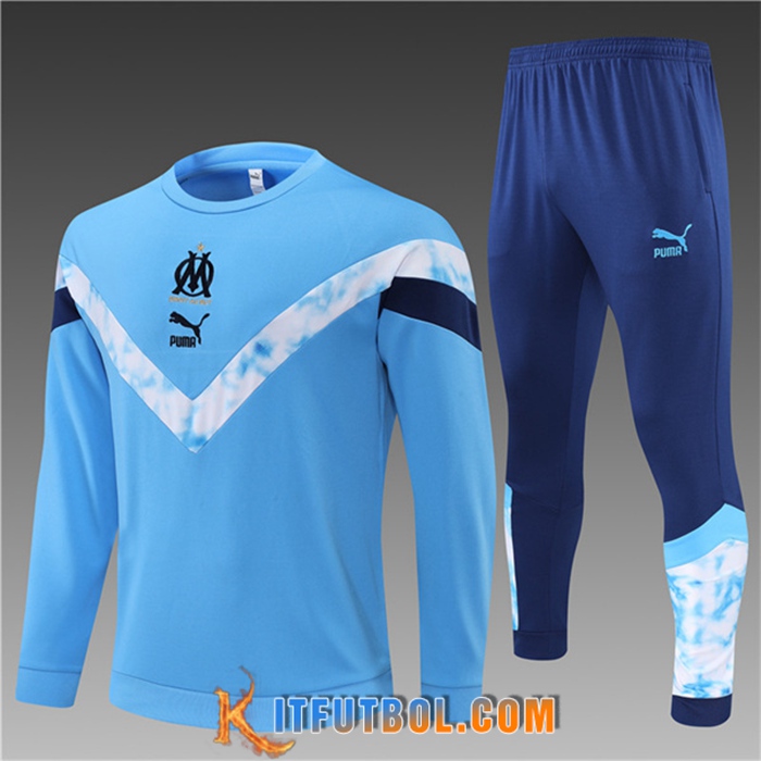 Chandal Equipos De Futbol Marsella OM Ninos Azul Claro/Blanco 2022/2023