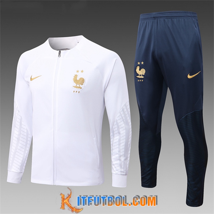 Chandal Equipos De Futbol - Chaquetas Francia Ninos Blanco Azul marino 2022/2023