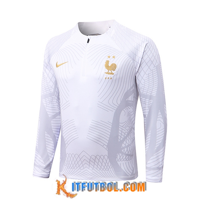 Sudadera De Entrenamiento Francia Blanco/Gris 2022/2023