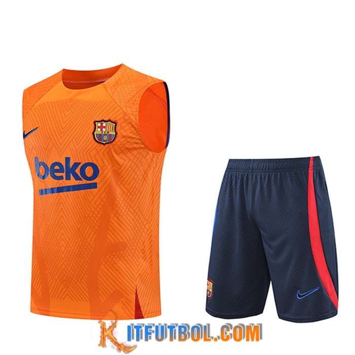 Camiseta Entrenamiento sin mangas + Cortos FC Barcelona Naranja 2022/2023