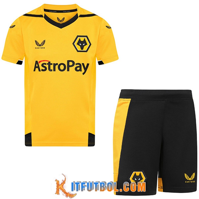 Nueva Camisetas De Futbol Wolves Ninos Primera 2022/2023