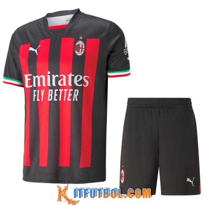 Camisetas De Futbol AC Milan Primera + Shorts 2022/2023
