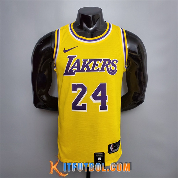 Camisetas Los Angeles Lakers (Bryant #24) Amarillo Encolure Ronde Commemorative Edition