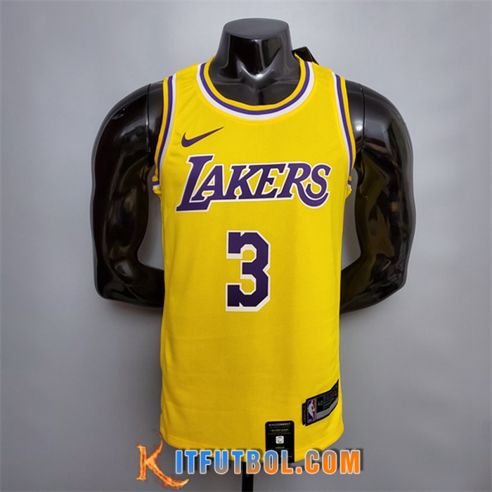 Camisetas Los Angeles Lakers (Davis #3) Amarillo Encolure Ronde Commemorative Edition