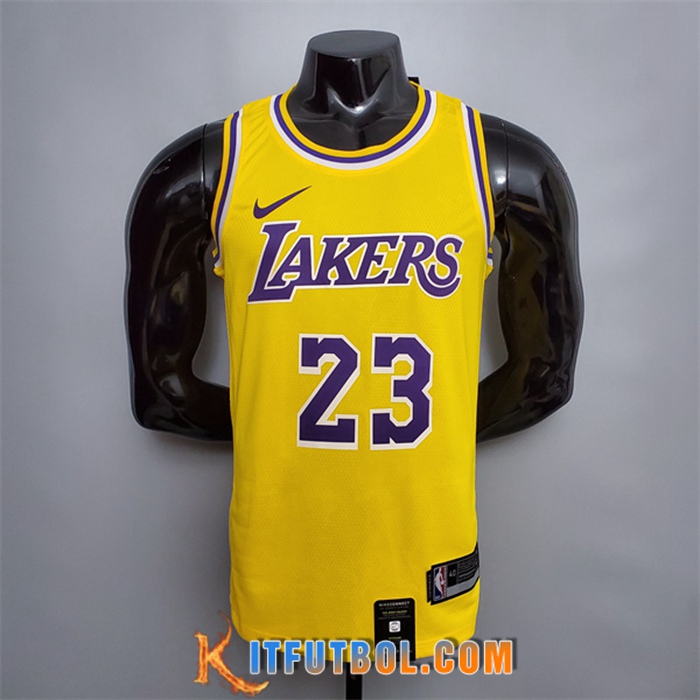 Camisetas Los Angeles Lakers (James #23) Amarillo Encolure Ronde