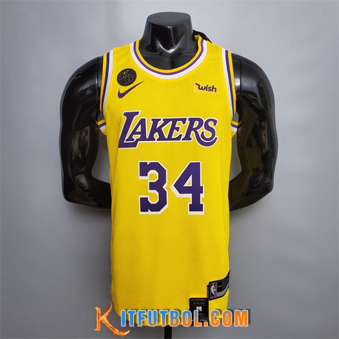 Camisetas Los Angeles Lakers (O'Neal #34) Amarillo Encolure Ronde Commemorative Edition