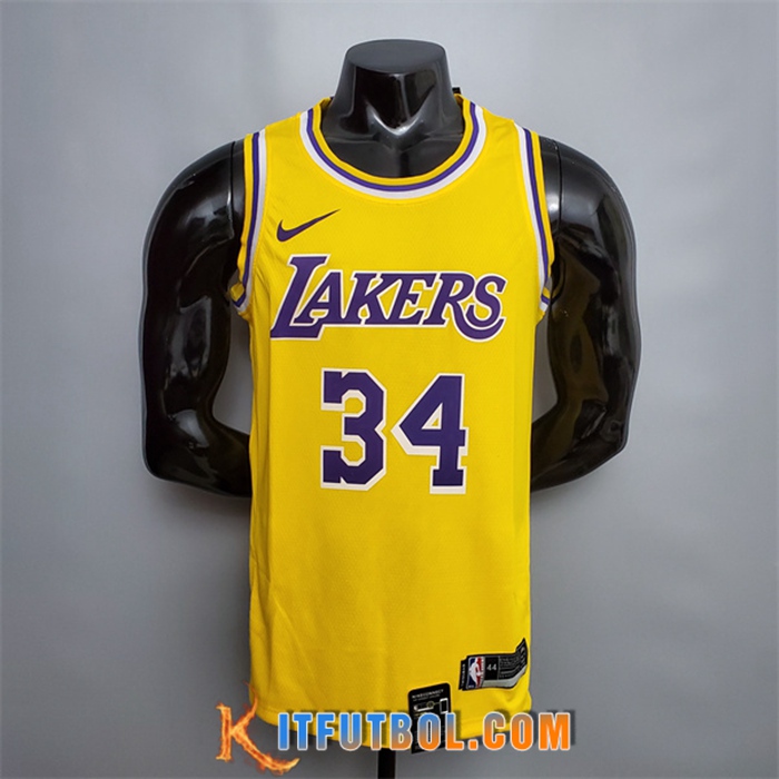 Camisetas Los Angeles Lakers (O'Neal #34) Amarillo Encolure Ronde