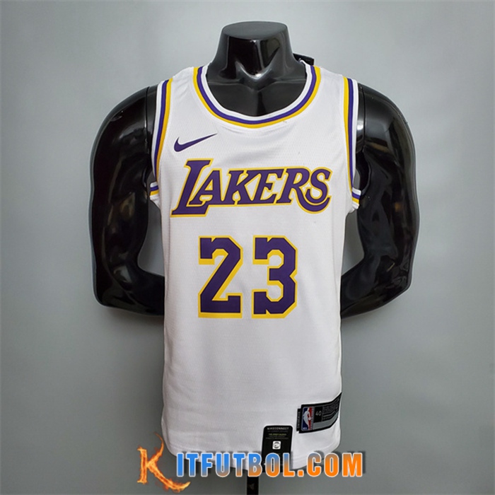 Camisetas Los Angeles Lakers (James #23) Blanco Encolure Ronde
