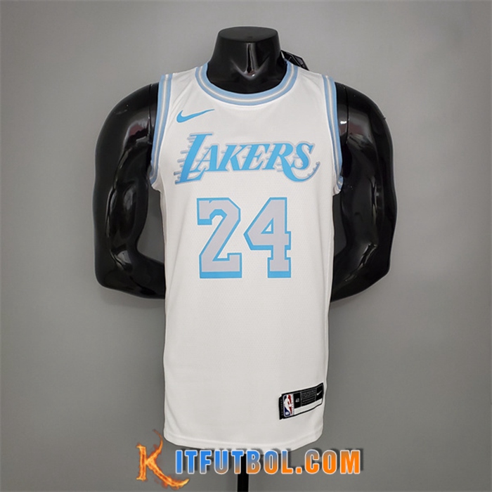 Camisetas Los Angeles Lakers (Bryant #24) Blanco Encolure Ronde Retro Limited Edition