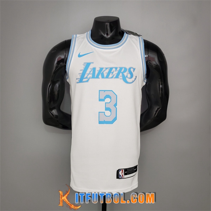 Camisetas Los Angeles Lakers (Davis #3) Blanco Encolure Ronde Retro Limited Edition