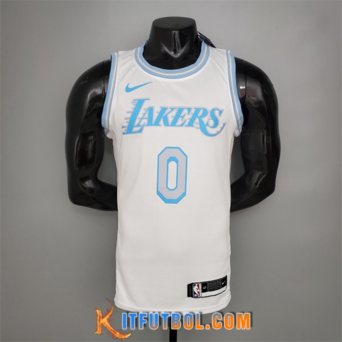 Camisetas Los Angeles Lakers (Kuzma #0) Blanco Encolure Ronde Retro Limited Edition