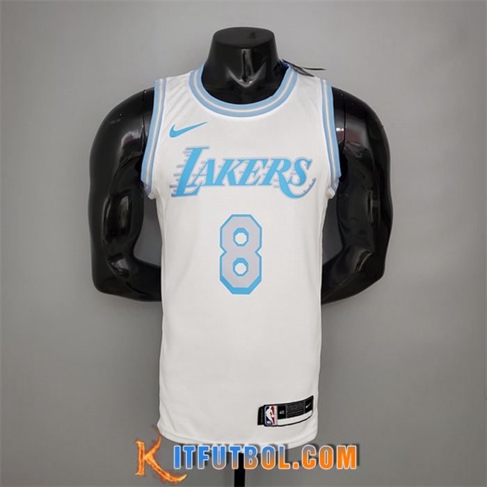 Camisetas Los Angeles Lakers (Bryant #8) Blanco Encolure Ronde Retro Limited Edition