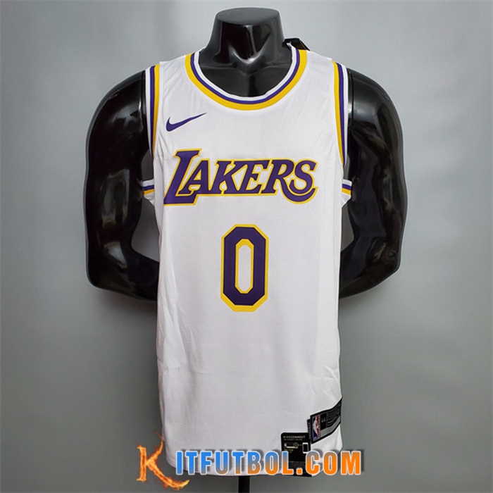 Camisetas Los Angeles Lakers (Uzma #0) Blanco Encolure Ronde