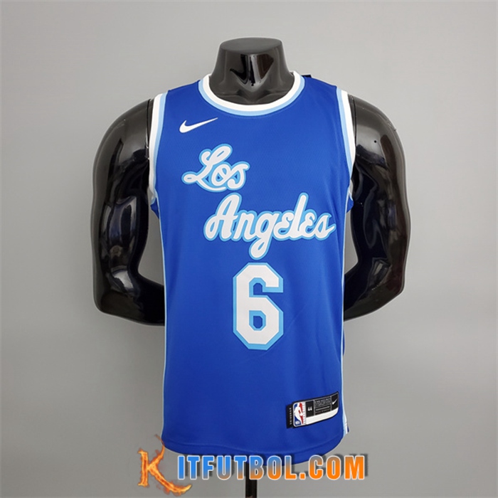 Camisetas Los Angeles Lakers (James #6) Azul Latin Night (High Head)