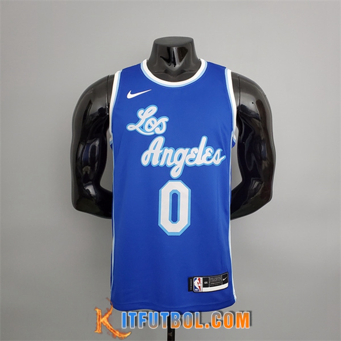 Camisetas Los Angeles Lakers (Westbrook #0) Azul Latin Night (High Head)