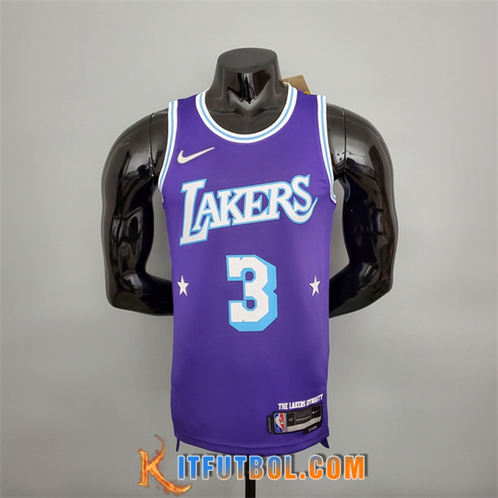 Camisetas Los Angeles Lakers (Davis #3) Púrpura 75th Anniversary City Edition