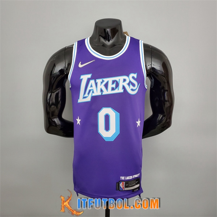 Camisetas Los Angeles Lakers (Westbrook #0) Púrpura 75th Anniversary City Edition