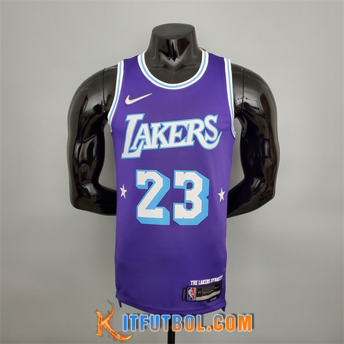 Camisetas Los Angeles Lakers (James #23) Púrpura 75th Anniversary City Edition