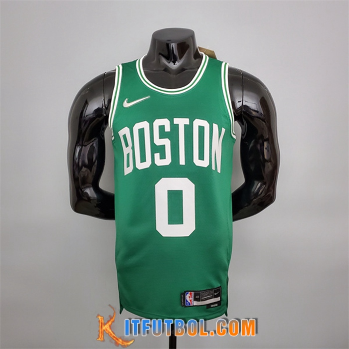 Camisetas Boston Celtics (Tatum #0) Verde 75th Anniversary