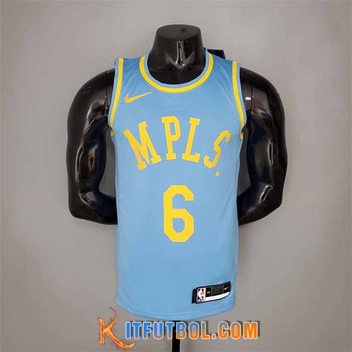 Camisetas Los Angeles Lakers (James #6) 2021 Azul Minneapolis Edition