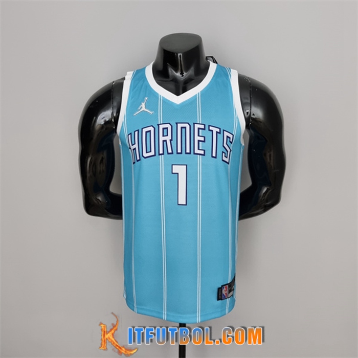Camisetas Charlotte Hornets (Ball #1) Azul 75th Anniversary