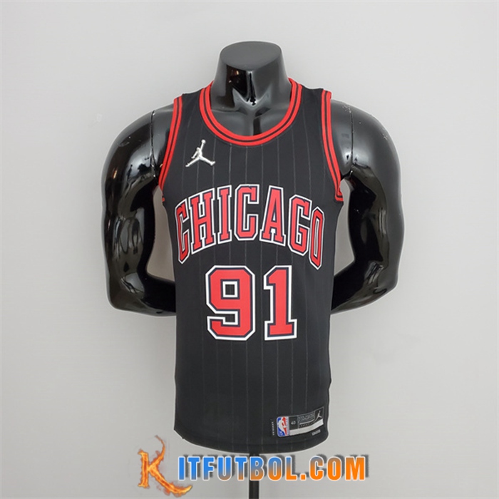 Camisetas Chicago Bulls (Rodman #91) Negro 75th Anniversary