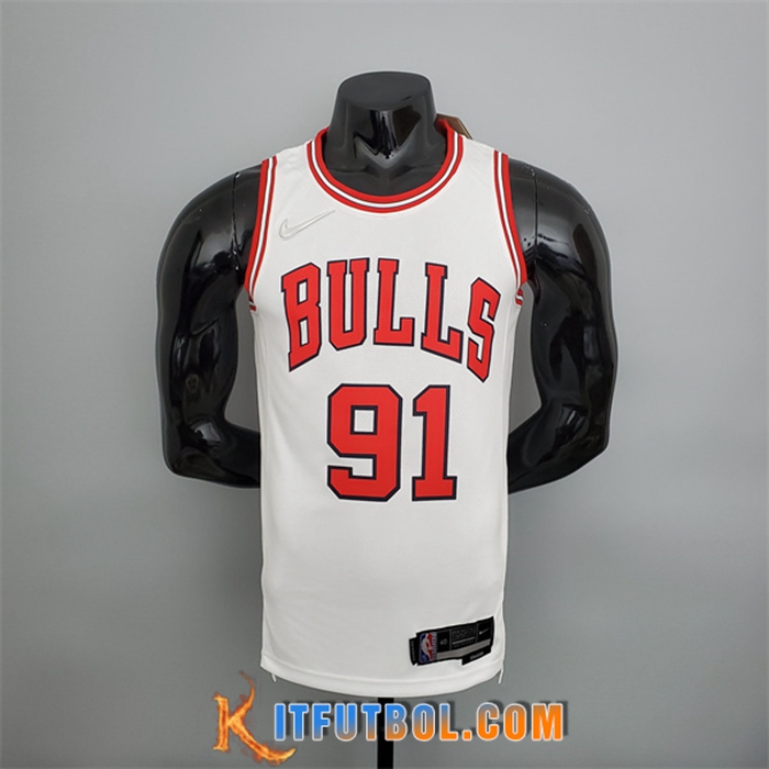 Camisetas Chicago Bulls (Rodman #91) Blanco 75th Anniversary