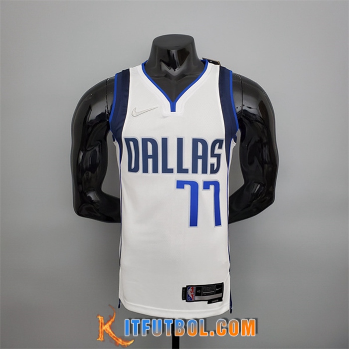 Camisetas Dallas Mavericks (Doncic #77) Blanco 75th Anniversary