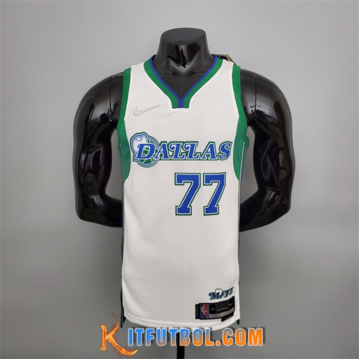 Camisetas Dallas Mavericks (Doncic #77) 2022 Blanco/Verde City Edition