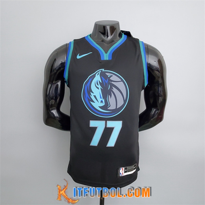 Camisetas Dallas Mavericks (Doncic #77) Negro Big Bull Head