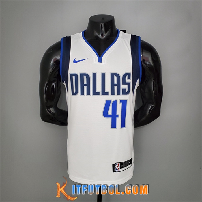 Camisetas Dallas Mavericks (Nowitzki #41) Primera Blanco