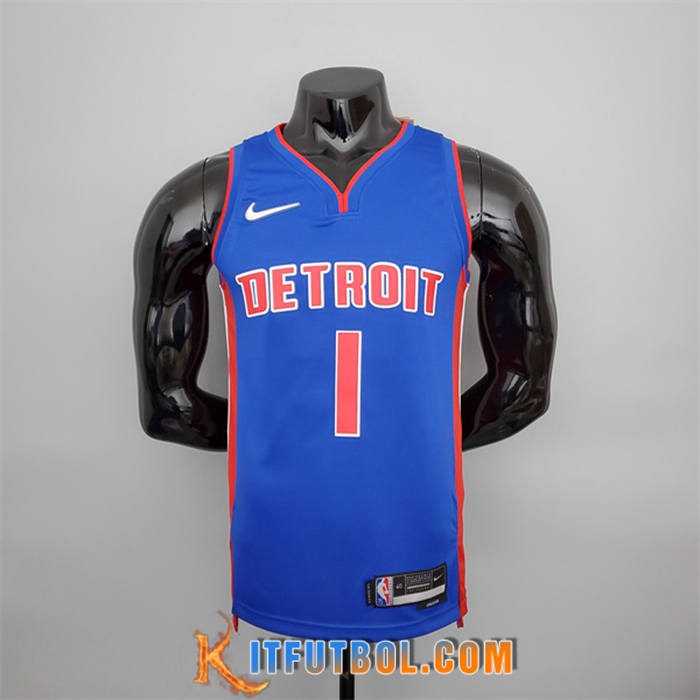 Camisetas Detroit Pistons (Iverson #1) Azul 75th Anniversary